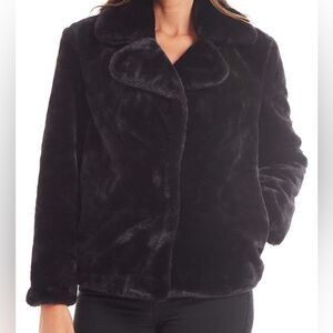 NWT Nine West Womens Outerwear Black Faux Fur Blazer Jacket XL Extra Large